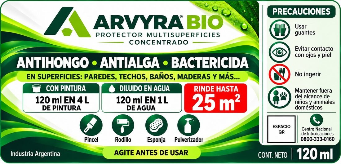 Etiqueta de ARVYRA BIO 120 ml
